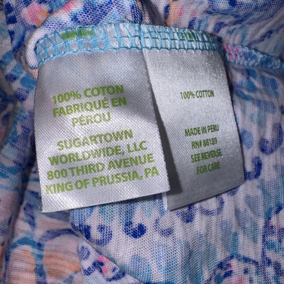 NEW Lilly Pulitzer Etta V-Neck Top Tee T Shirt Commotion In The Ocean Blue Large - Picture 8 of 9